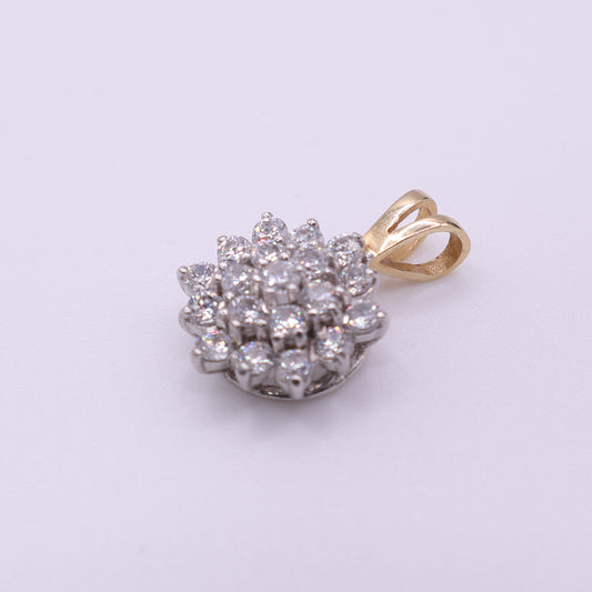 Second-Hand 14ct Yellow Gold CZ Cluster Pendant
