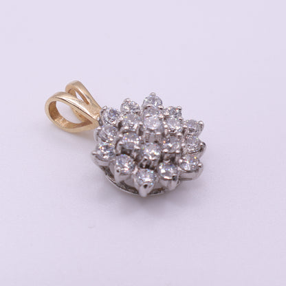 Second-Hand 14ct Yellow Gold CZ Cluster Pendant