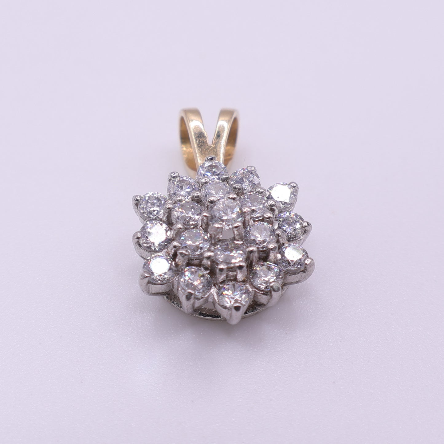 Second-Hand 14ct Yellow Gold CZ Cluster Pendant
