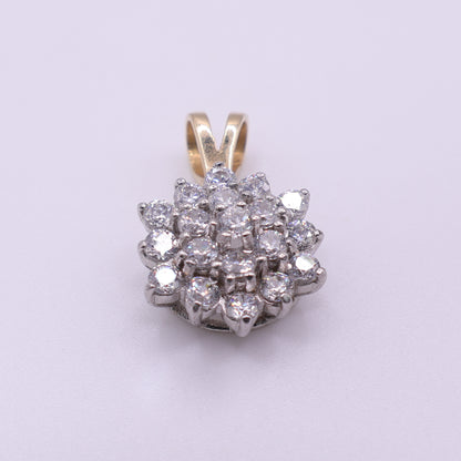Second-Hand 14ct Yellow Gold CZ Cluster Pendant