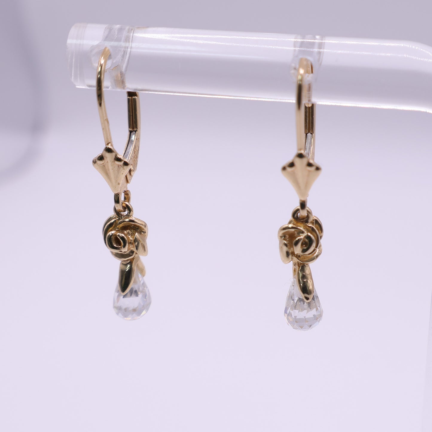 Second-Hand 14ct Yellow Gold CZ Briolette Drop Earrings