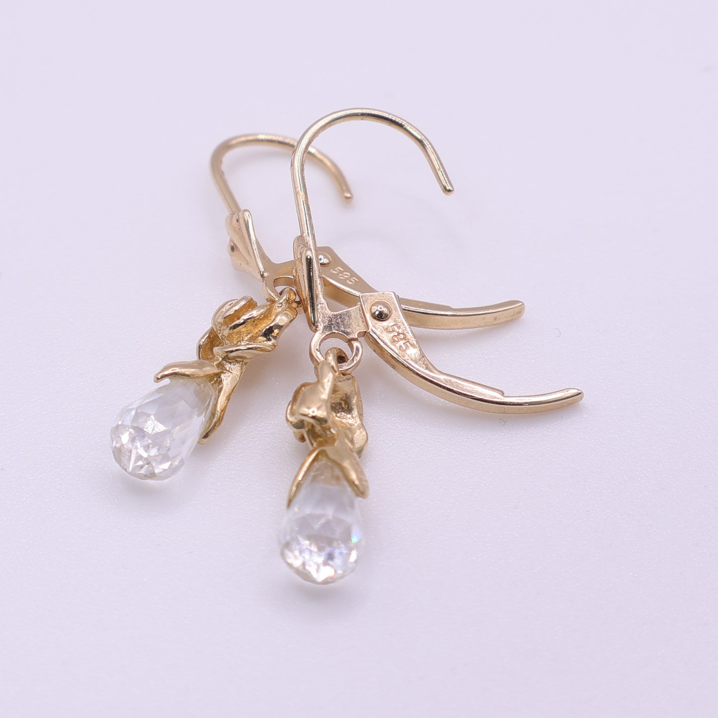 Second-Hand 14ct Yellow Gold CZ Briolette Drop Earrings
