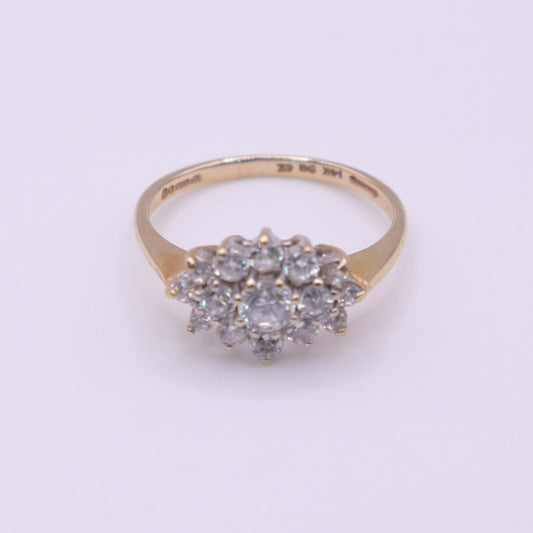 Second-Hand 14ct Yellow Gold Cluster CZ Ring