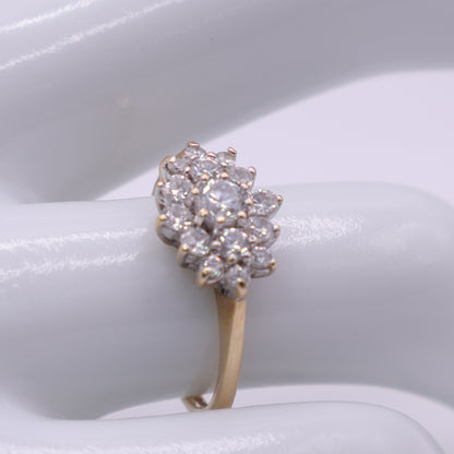 Second-Hand 14ct Yellow Gold Cluster CZ Ring
