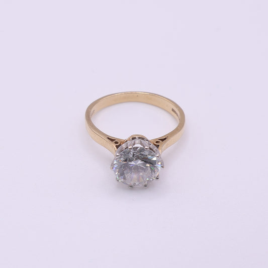 Second-Hand 14ct Yellow Gold Raised CZ Solitaire Ring