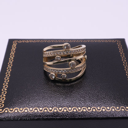 Second Hand 14ct Yellow Gold Clear Stone Multi Band Ring
