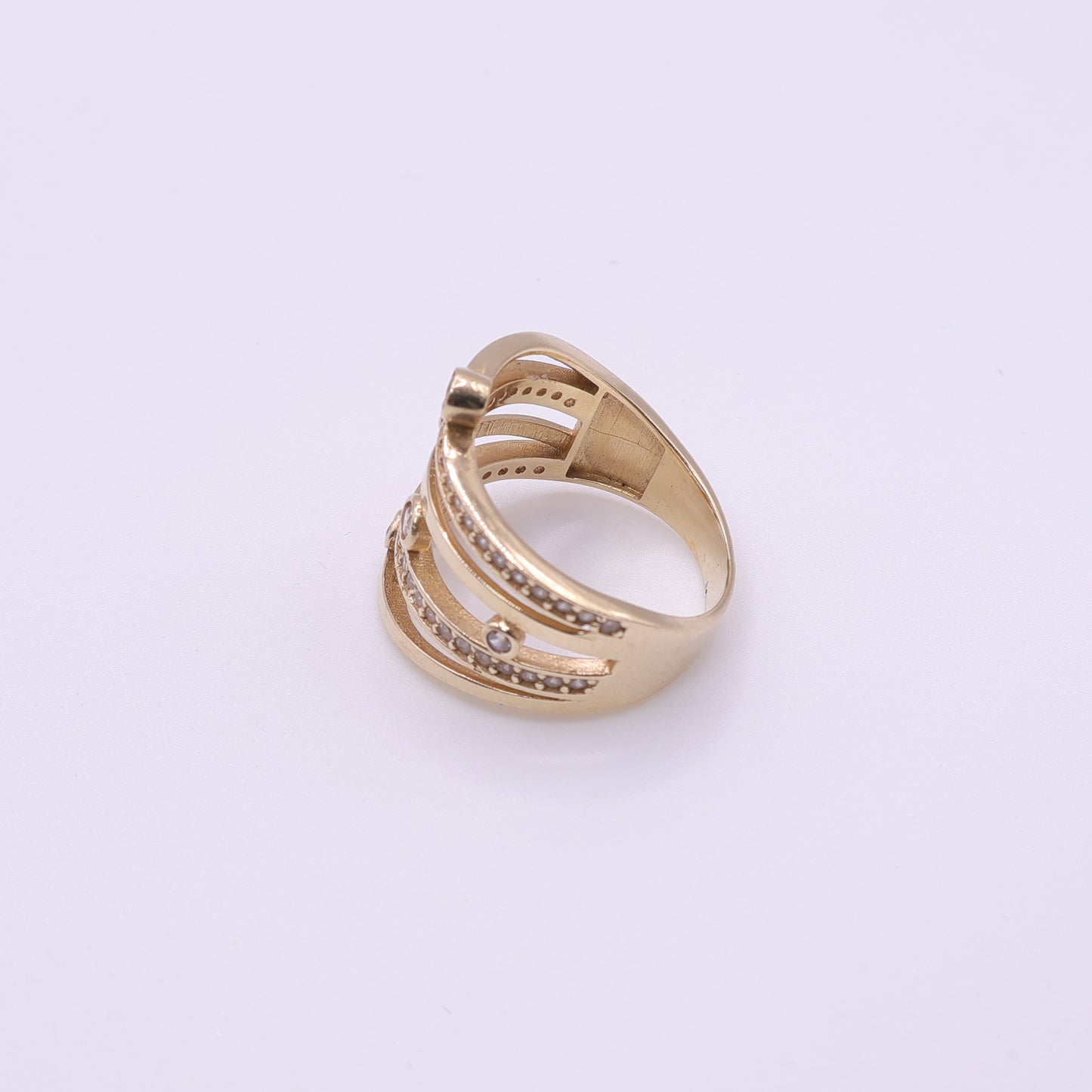 Second Hand 14ct Yellow Gold Clear Stone Multi Band Ring