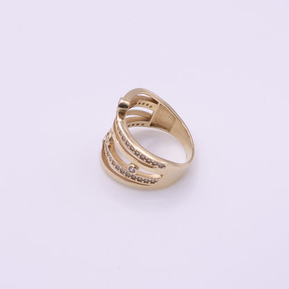 Second Hand 14ct Yellow Gold Clear Stone Multi Band Ring