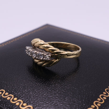 14ct Yellow Gold 0.28ct Diamond Rope Detail Ring