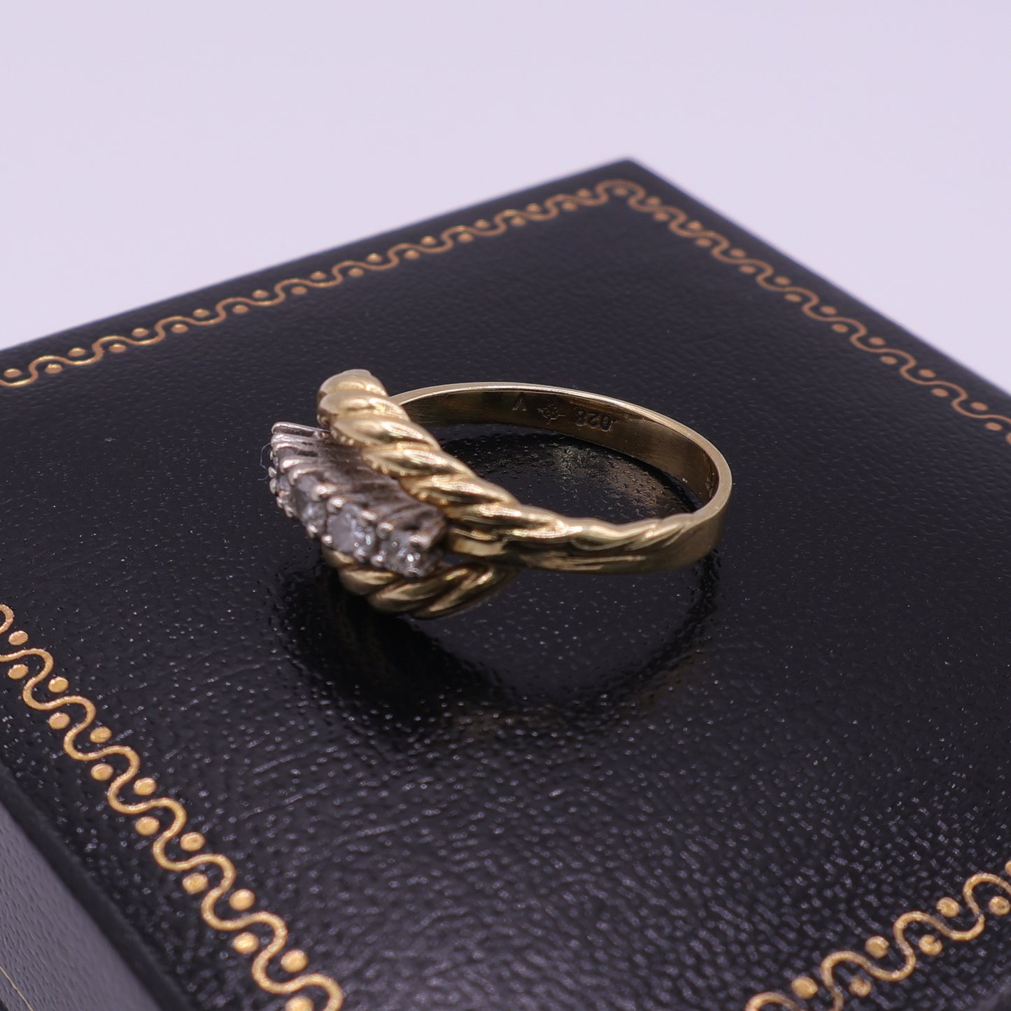 14ct Yellow Gold 0.28ct Diamond Rope Detail Ring