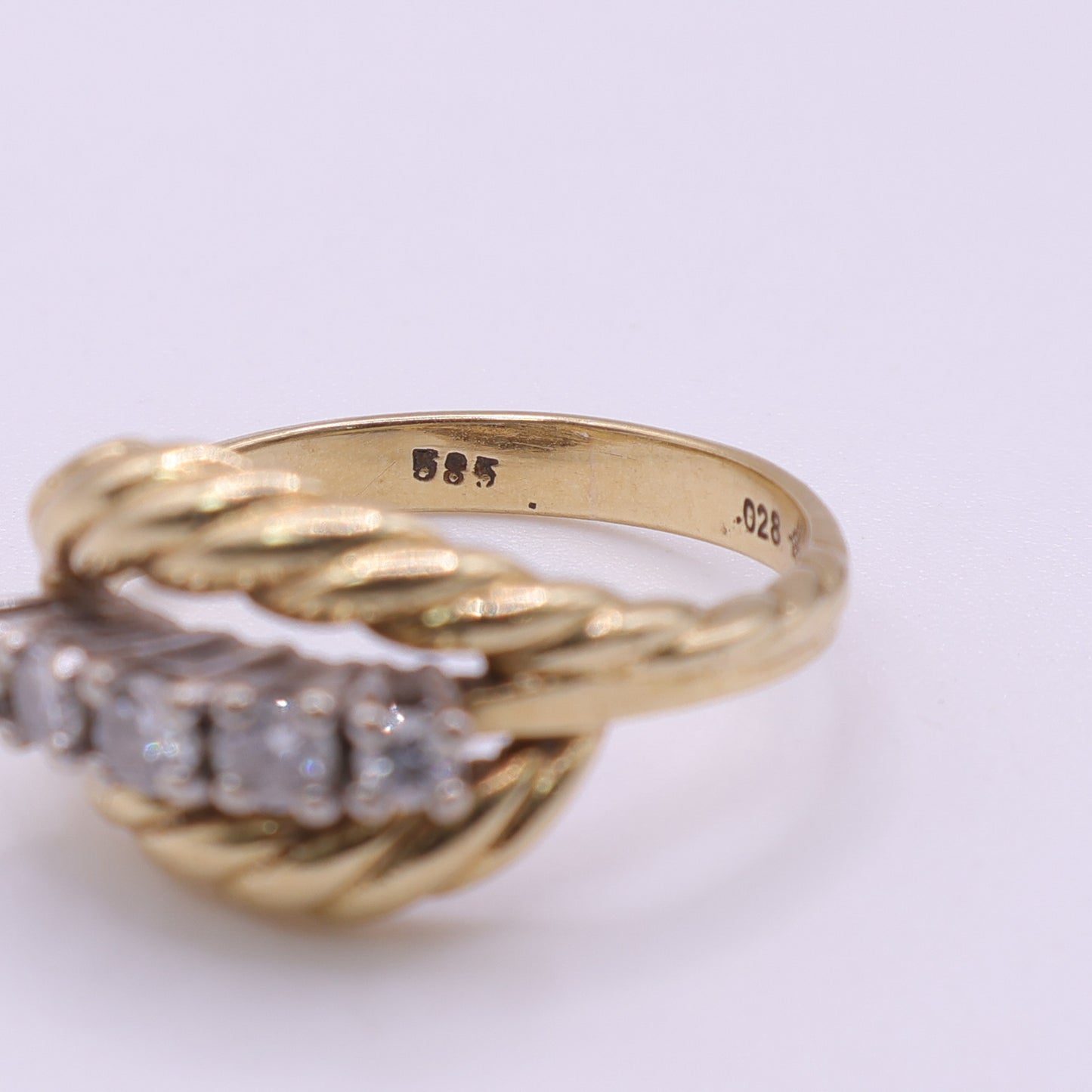 14ct Yellow Gold 0.28ct Diamond Rope Detail Ring