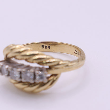 14ct Yellow Gold 0.28ct Diamond Rope Detail Ring