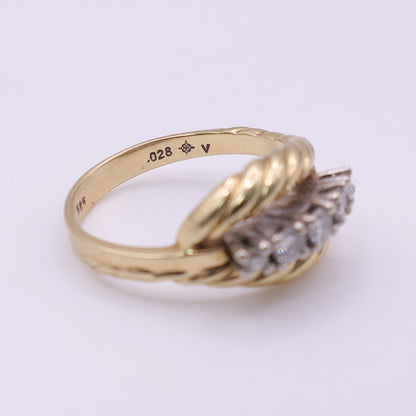 14ct Yellow Gold 0.28ct Diamond Rope Detail Ring