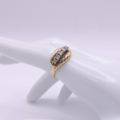 14ct Yellow Gold 0.28ct Diamond Rope Detail Ring