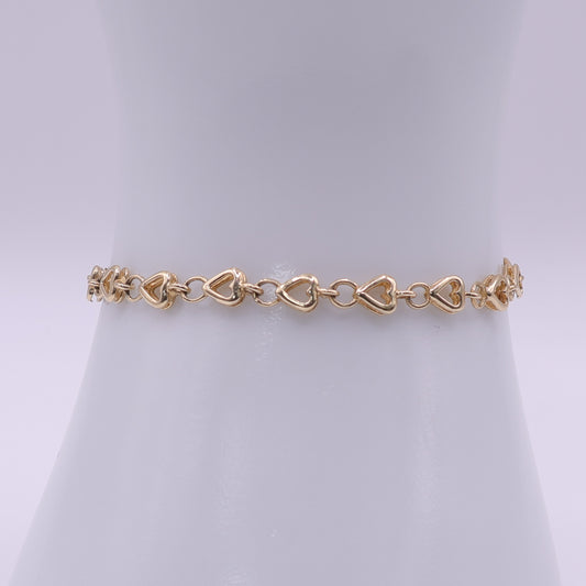 Second Hand 14ct Yellow Gold Heart Link Bracelet