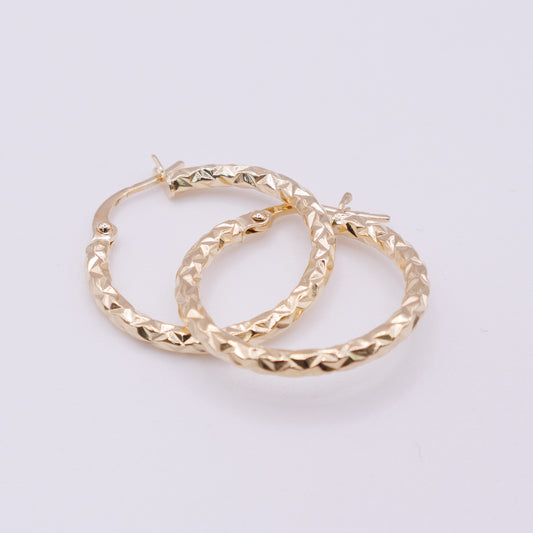 Second Hand 18ct Yellow Gold Diamond-Cut Hoop Earrings