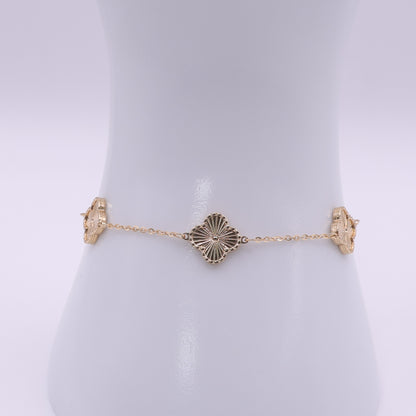 Second Hand 18ct Yellow Gold Clover Station Bracelet