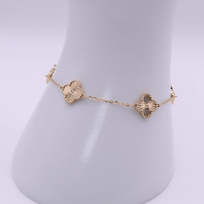 Second Hand 18ct Yellow Gold Clover Station Bracelet