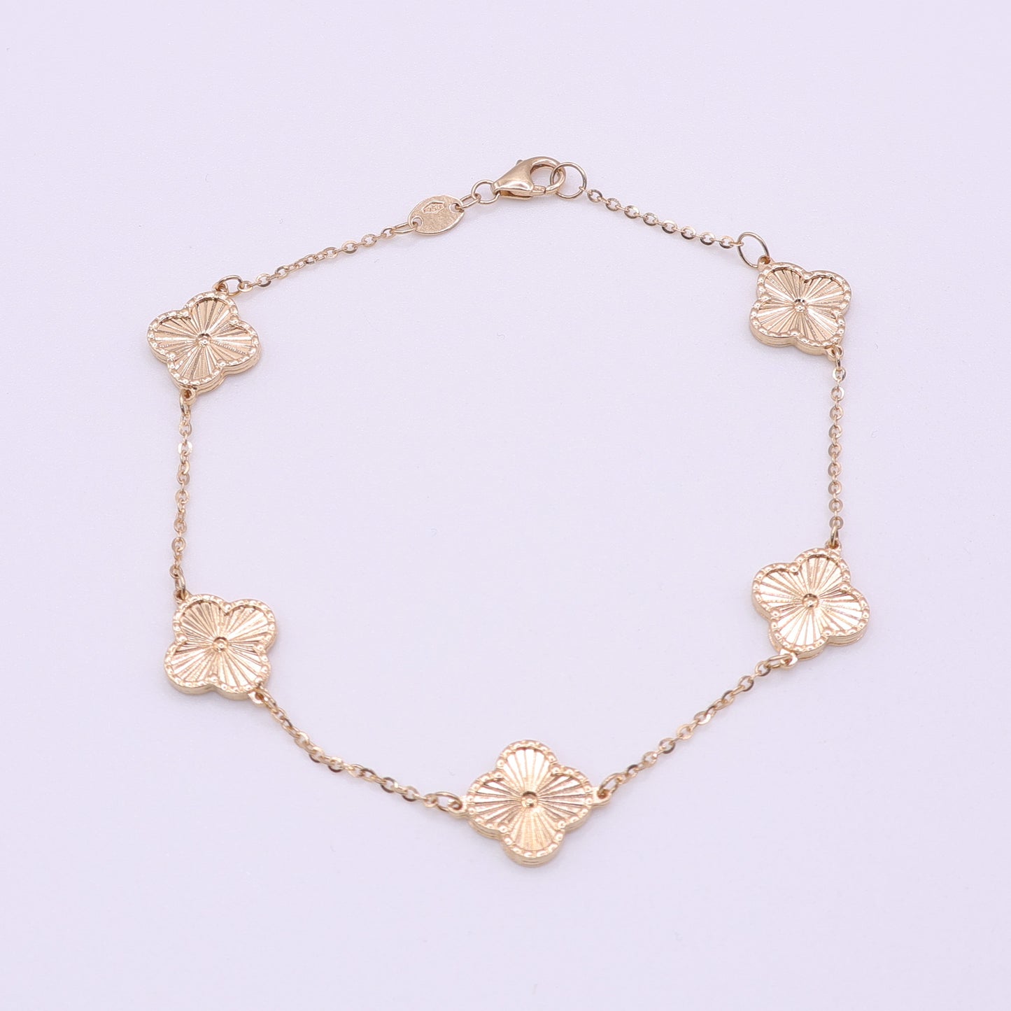 Second Hand 18ct Yellow Gold Clover Station Bracelet