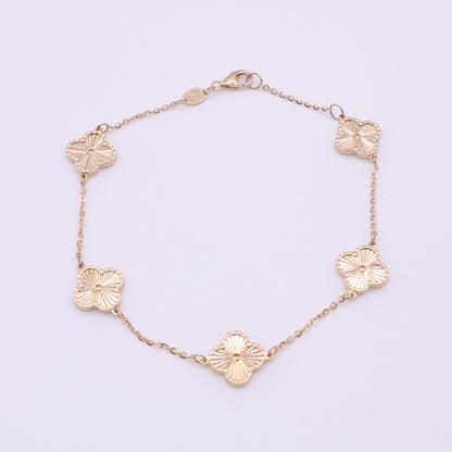 Second Hand 18ct Yellow Gold Clover Station Bracelet