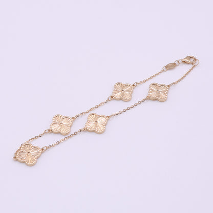 Second Hand 18ct Yellow Gold Clover Station Bracelet