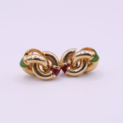 Second-Hand 18ct Yellow Gold Knot Earrings with Coloured Enamel