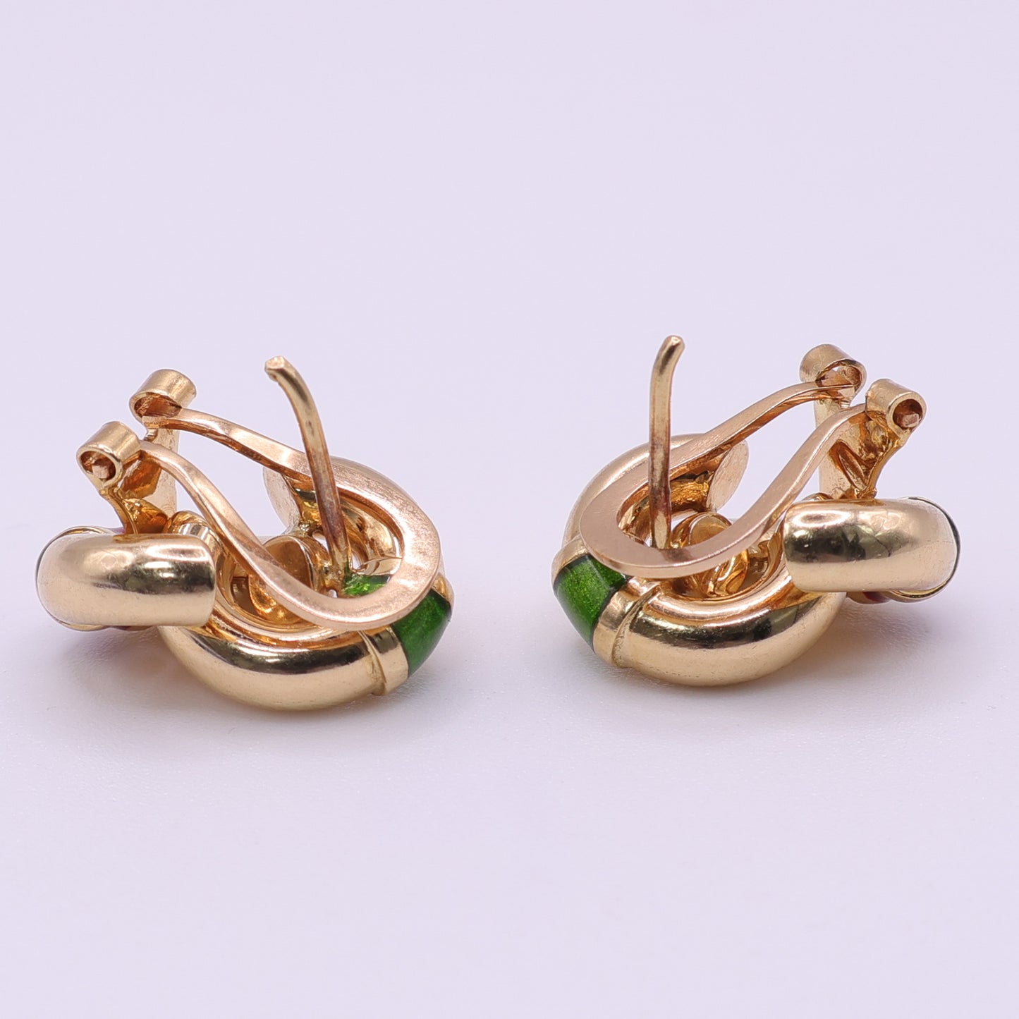 Second-Hand 18ct Yellow Gold Knot Earrings with Coloured Enamel