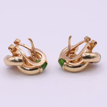 Second-Hand 18ct Yellow Gold Knot Earrings with Coloured Enamel