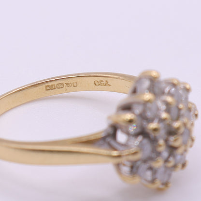 Second Hand 18ct Yellow Gold Diamond Cluster Ring