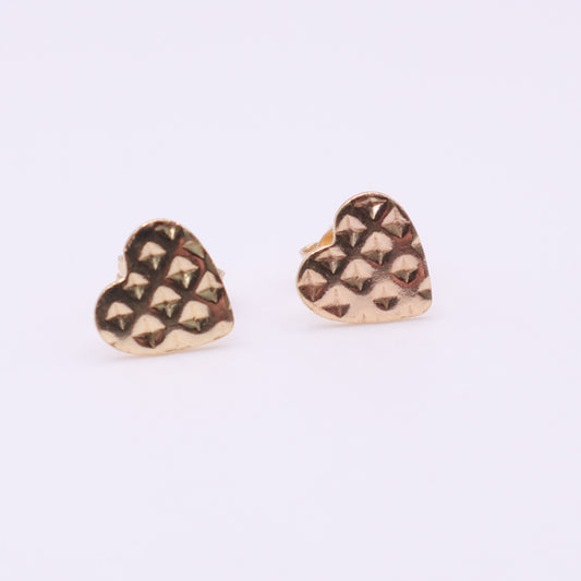 Second Hand 18ct Yellow Gold Heart Stud Earrings