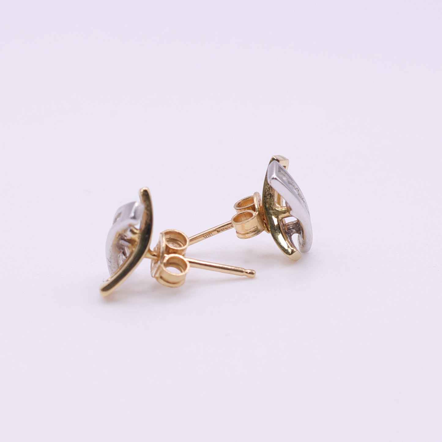 Second Hand 18ct Gold Diamond Two-Tone Stud Earrings