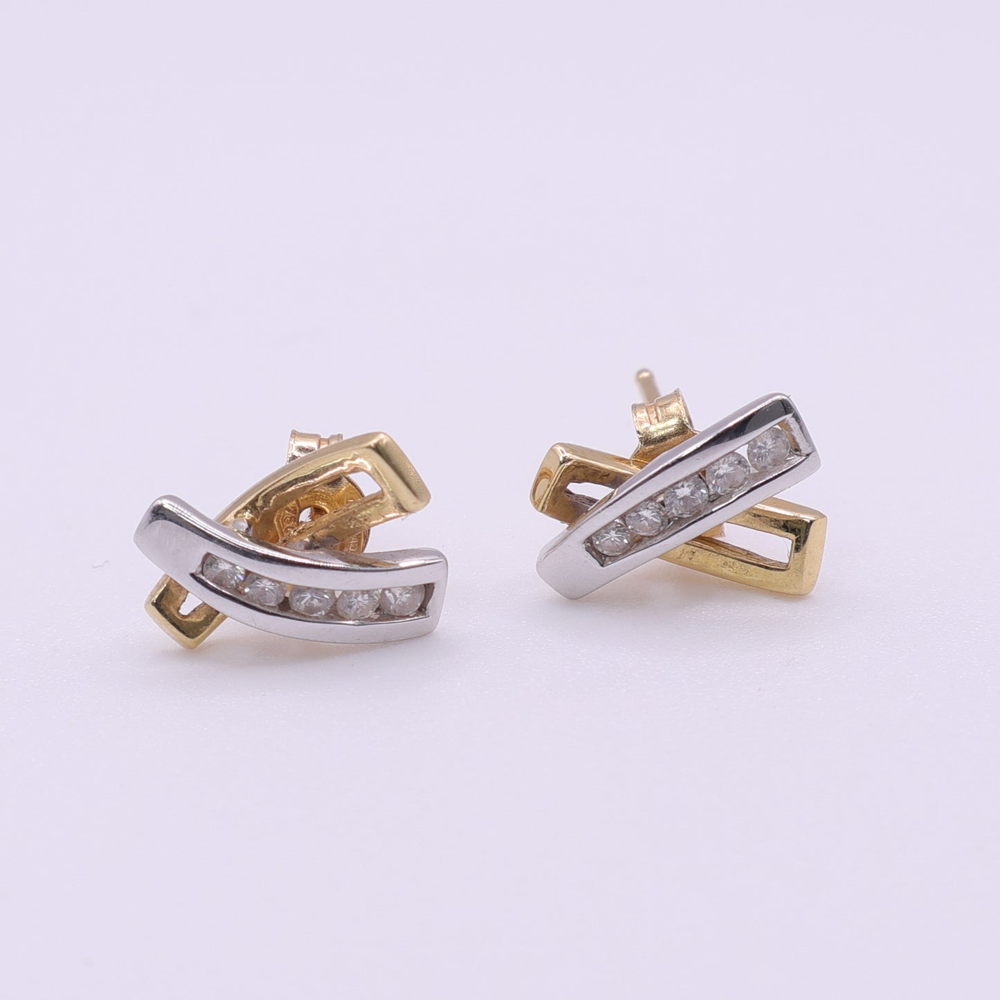 Second Hand 18ct Gold Diamond Two-Tone Stud Earrings