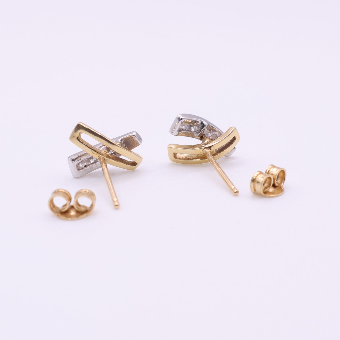 Second Hand 18ct Gold Diamond Two-Tone Stud Earrings