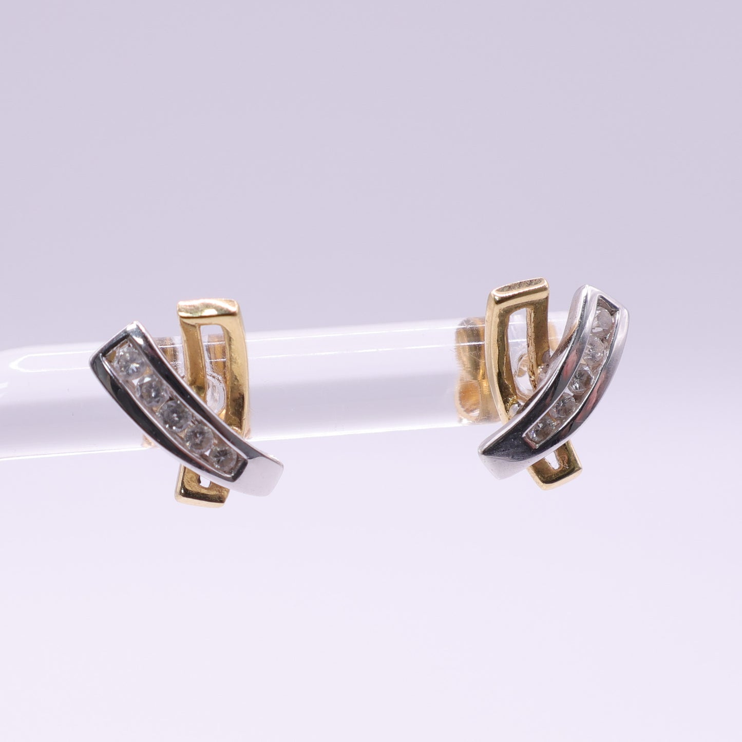 Second Hand 18ct Gold Diamond Two-Tone Stud Earrings