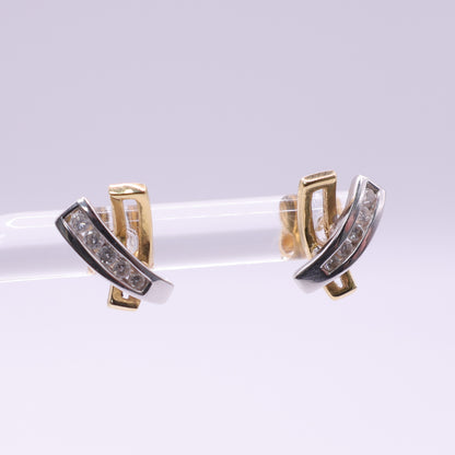 Second Hand 18ct Gold Diamond Two-Tone Stud Earrings