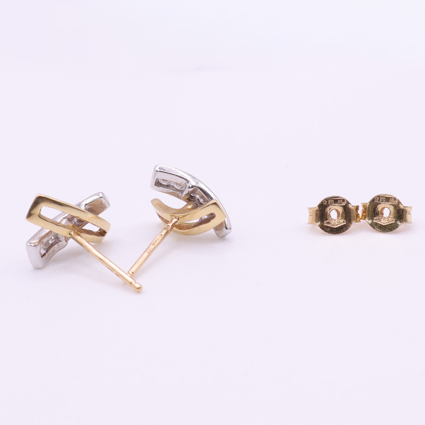 Second Hand 18ct Gold Diamond Two-Tone Stud Earrings