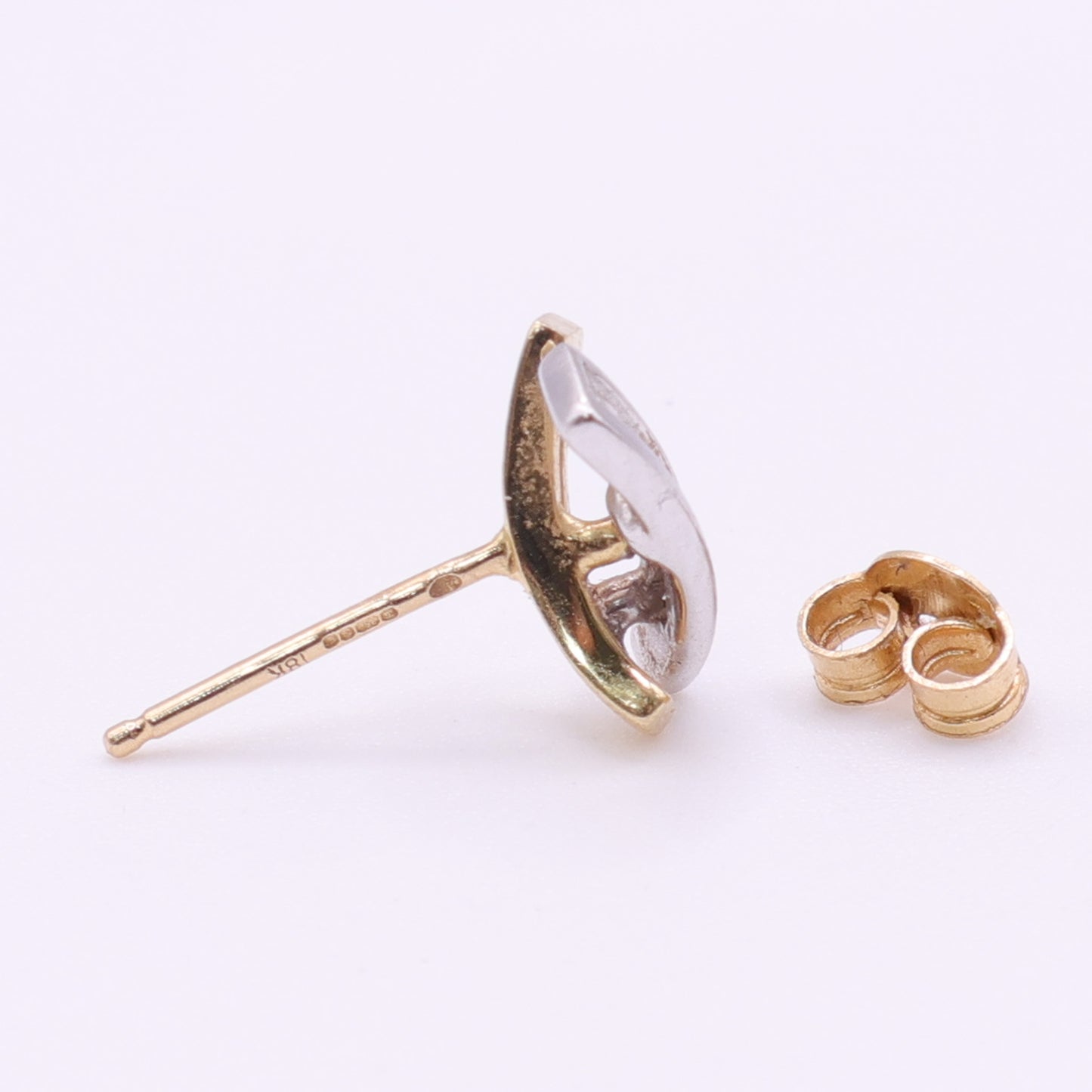 Second Hand 18ct Gold Diamond Two-Tone Stud Earrings