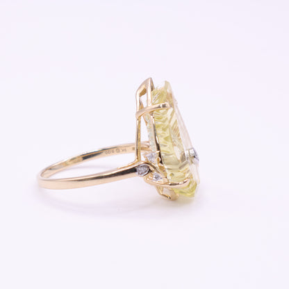 Second Hand 9ct Gold Yellow Stone and Diamond Ring
