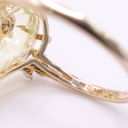 Second Hand 9ct Gold Yellow Stone and Diamond Ring