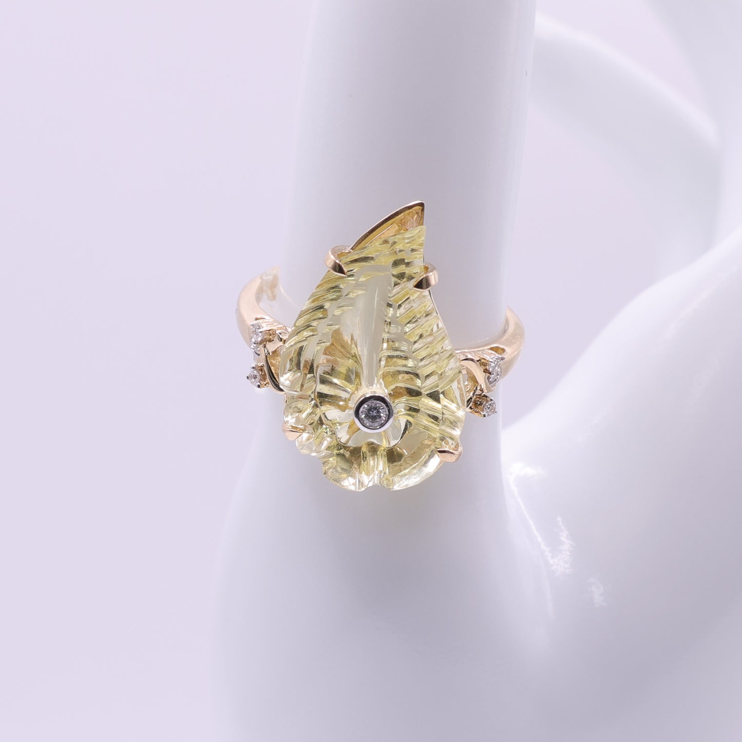 Second Hand 9ct Gold Yellow Stone and Diamond Ring
