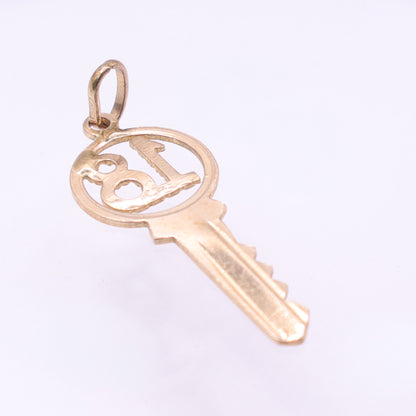 Second-Hand 9ct Yellow Gold Key Charm with Openwork Detail