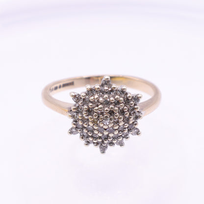 9ct Gold Starburst Diamond Cluster Ring