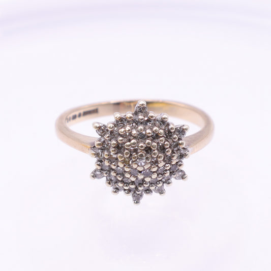 Second-Hand 9ct Gold Starburst Diamond Cluster Ring