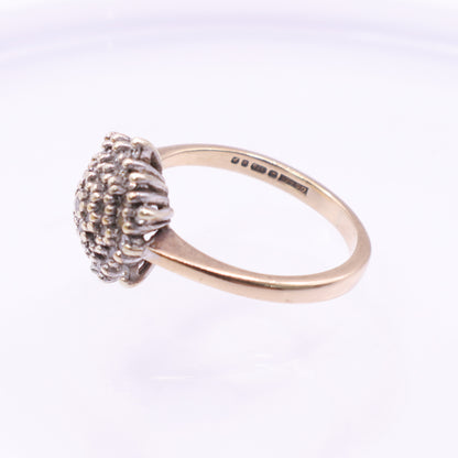 9ct Gold Starburst Diamond Cluster Ring