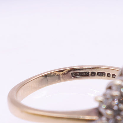 9ct Gold Starburst Diamond Cluster Ring