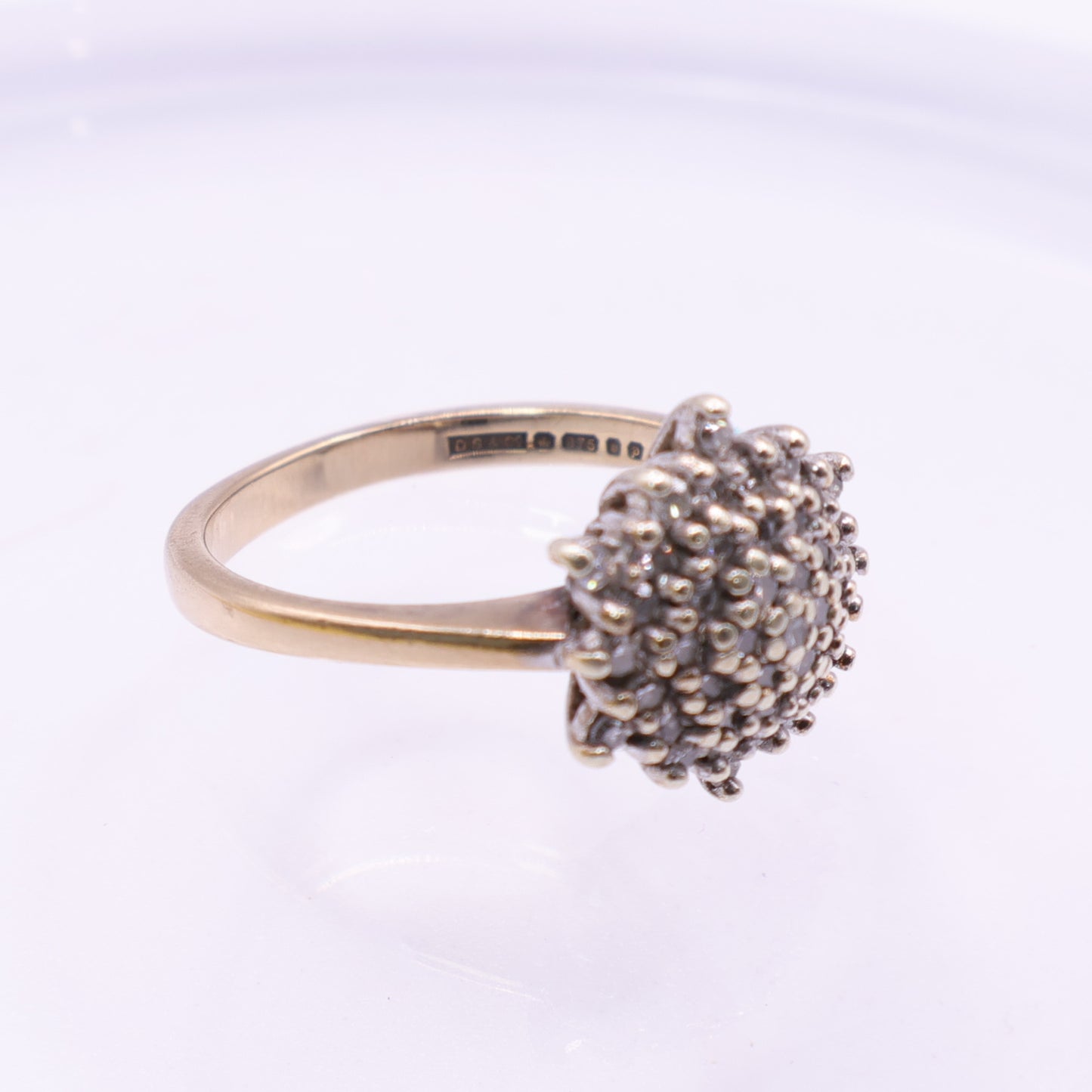 9ct Gold Starburst Diamond Cluster Ring