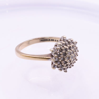 9ct Gold Starburst Diamond Cluster Ring
