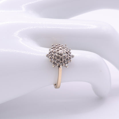 9ct Gold Starburst Diamond Cluster Ring