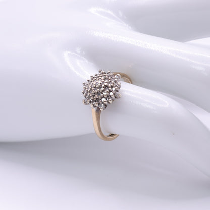 9ct Gold Starburst Diamond Cluster Ring