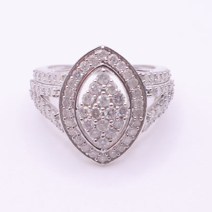 Second-Hand 10ct White Gold Marquise Diamond Cluster Ring
